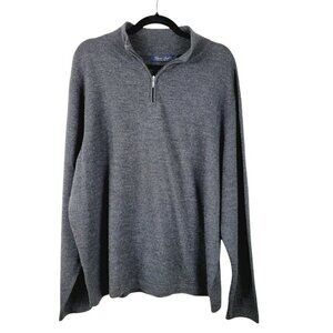 Garret Scott 1/4 Zip Sweater Extra Fine Merino Wool XL Gray Preppy Business EUC